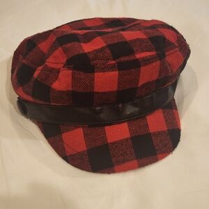Marcus Adler Plaid Red and Black Women's  Cap